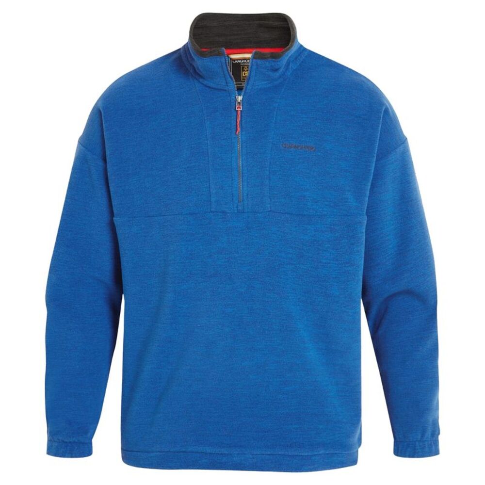 Craghoppers Mens Esk Colour Block Melange Half Zip Fleece Top / Fresh Blue